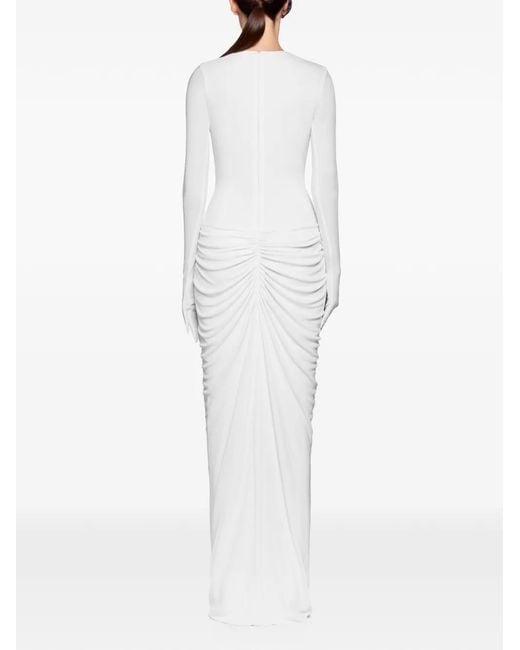 Chats by C.Dam White Zayra Long-Sleeved Maxi Dress