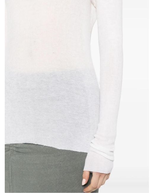 James Perse White Long-Sleeve Ribbed Sweater
