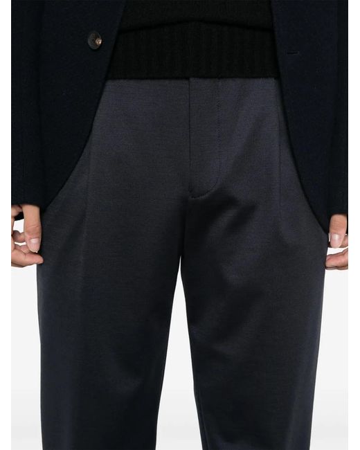 Emporio Armani Blue Pleat-Detail Trousers for men