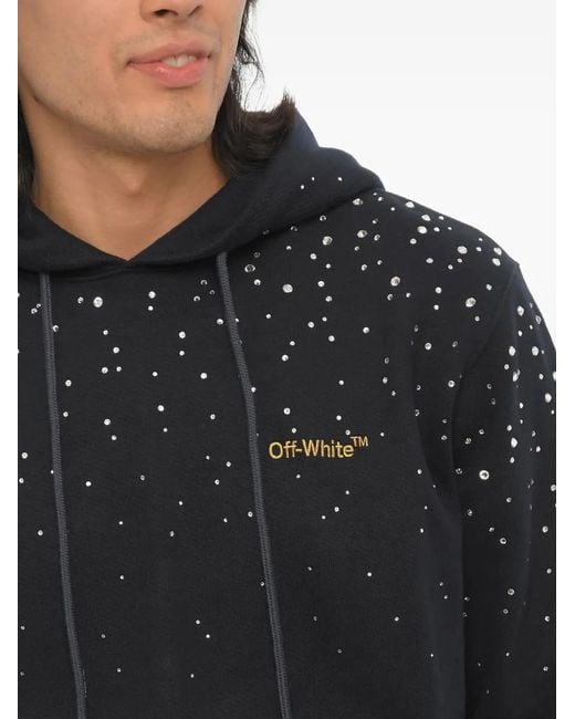Off-White c/o Virgil Abloh Black Embroidered Rhinestone-Embellished Hoodie for men