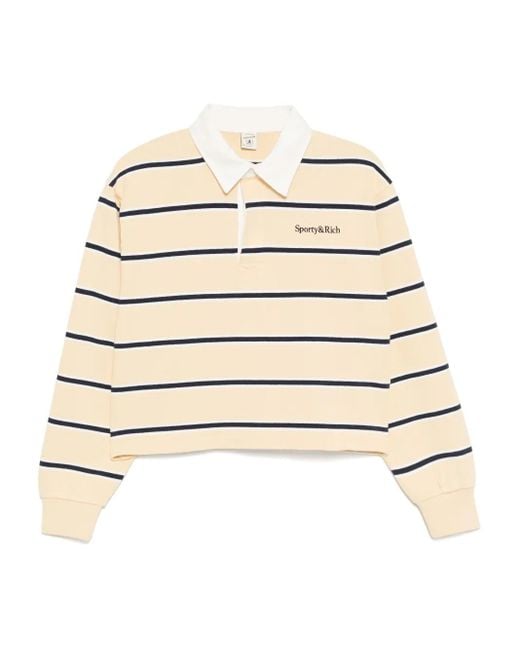 Sporty & Rich Natural Serif Logo Rugby Polo Top