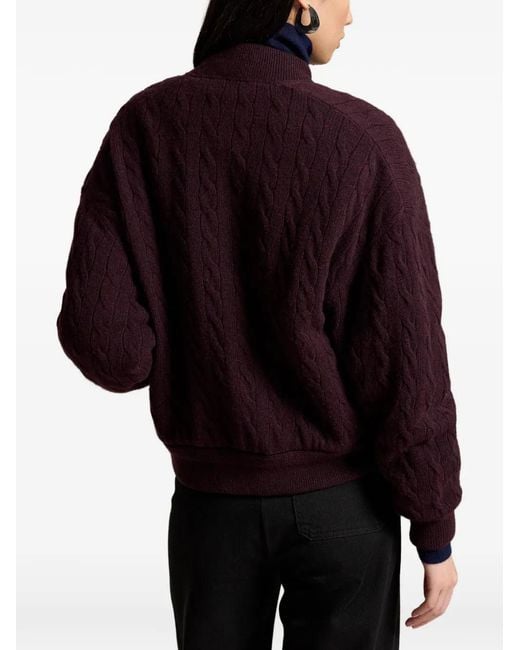 Polo Ralph Lauren Red Buttoned Cable-Knit Cardigan