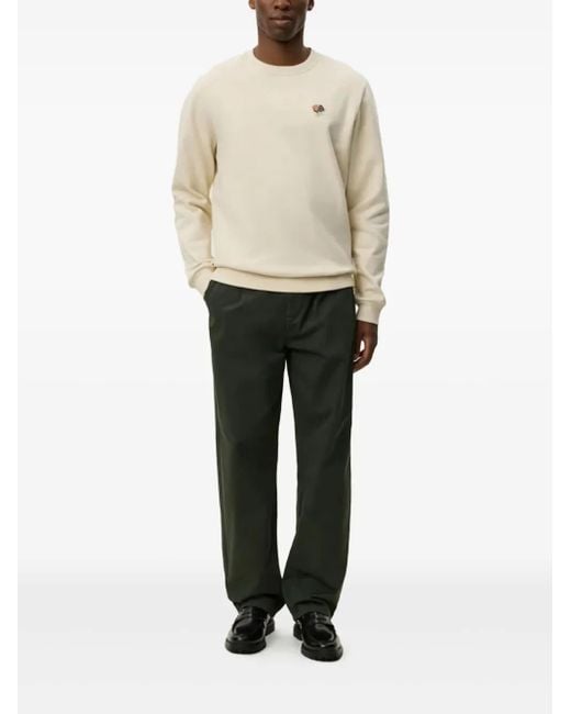 Les Deux White Floral-Embroidered Crew-Neck Sweatshirt for men