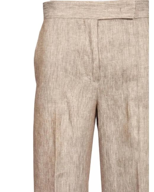 Max Mara Natural Chevron-Pattern Linen Trousers