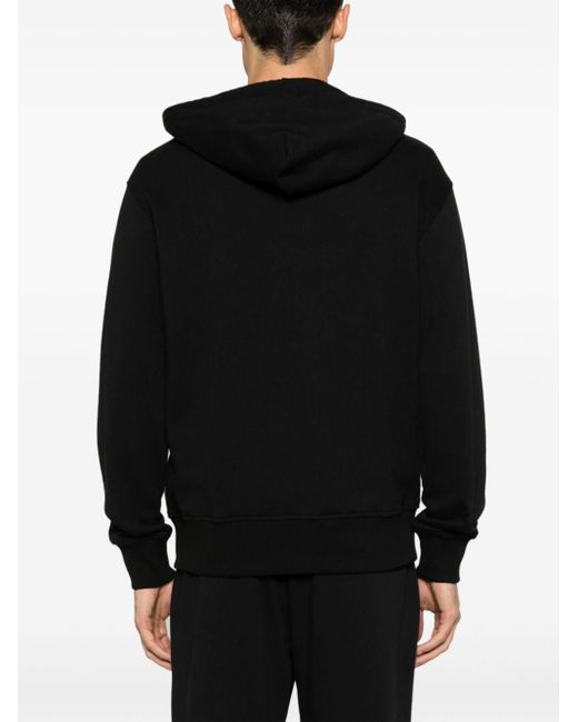 Versace Black Logo-embroidered Cotton Hoodie for men