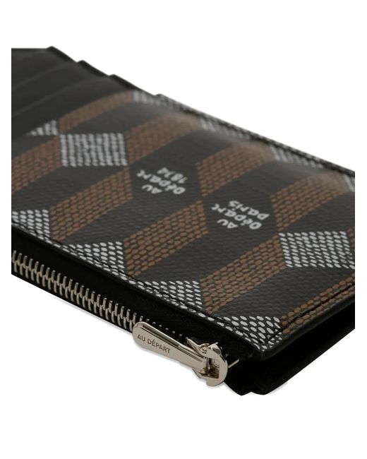 AU DEPART Black Geometric-Pattern Cardholder