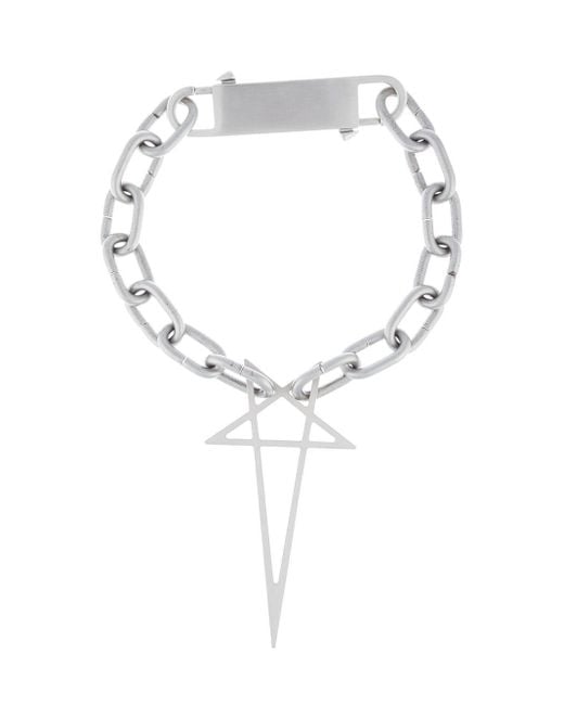 Rick Owens Pentagram Pendant Necklace in Metallic | Lyst