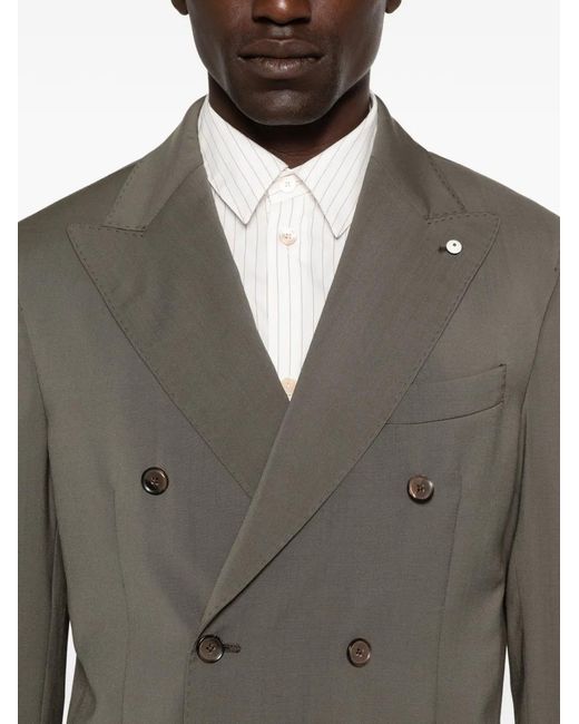 Luigi Bianchi Gray Double-Breasted Buttoned Suit for men