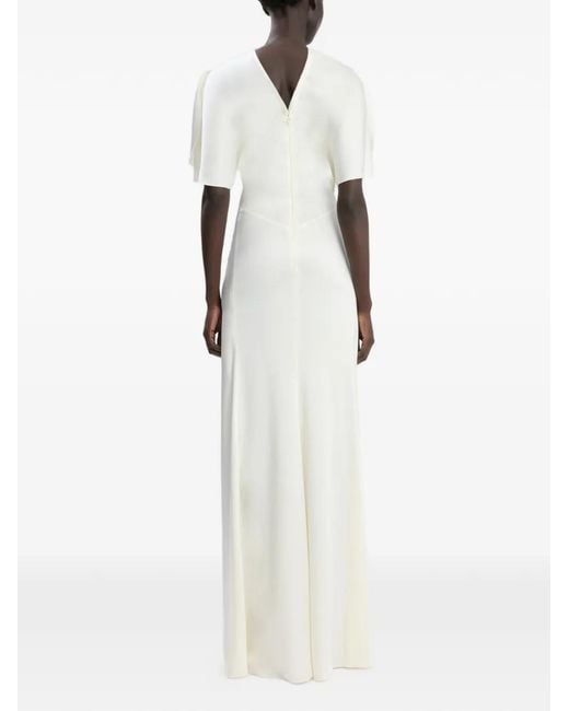 Victoria Beckham White Isabella Draped-Detail Maxi Dress