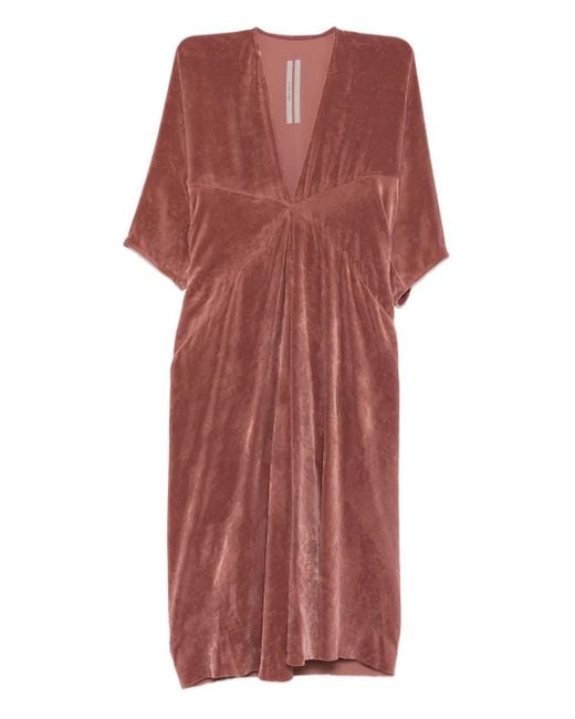 Rick Owens Concordians Kite Fluwelen Midi-Jurk in het Red