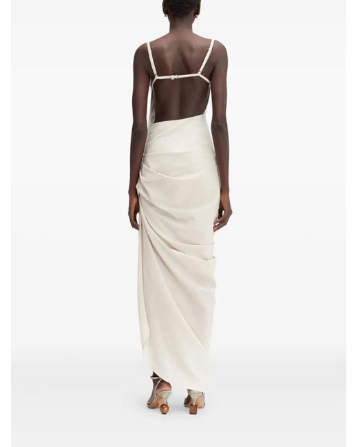 Jacquemus White Saudade Draped Open-Back Maxi Dress