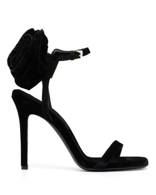 Ermanno Scervino Black 3d Rose 110mm Heeled Sandals