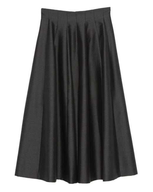 Alberta Ferretti Black Pleated Midi Skirt