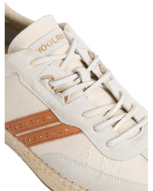 Woolrich White Doubleu Suede-Detail Sneakers for men