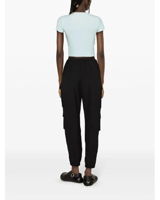 Moschino Blue Logo-Appliqué Cropped T-Shirt