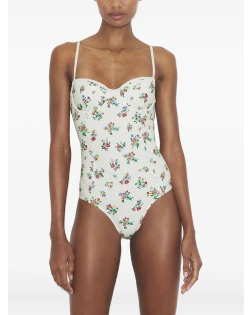 Tory Burch White Printed Underwire Swimsuit