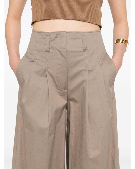 Peserico Brown Wide-leg Cotton Trousers