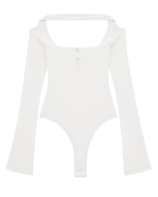 Courreges White Cut-out Ribbed Bodysuit
