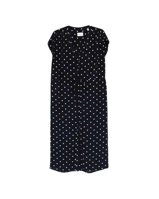 Gant Black Polka-Dot Long-Sleeve Midi Dress