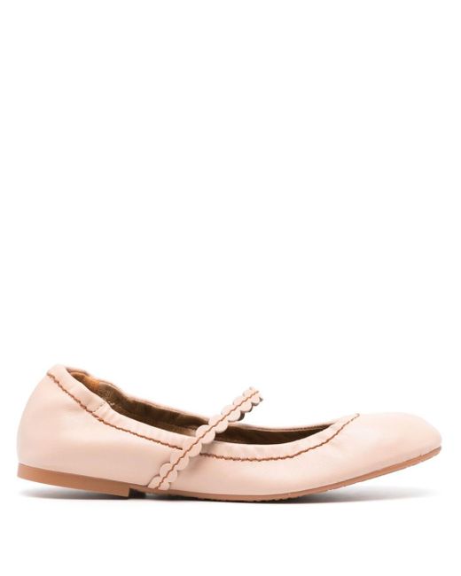 See By Chloé Pink Leather Ballerina Shoes