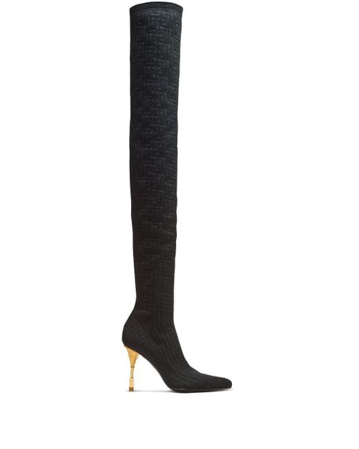Balmain Black Moneta Thigh-high Boots 95