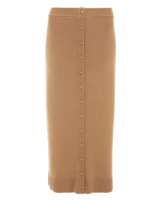 Falda midi con botones Victoria Beckham de color Brown