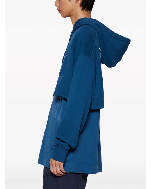 Givenchy Blue Logo-Print Layered Cotton Hoodie for men