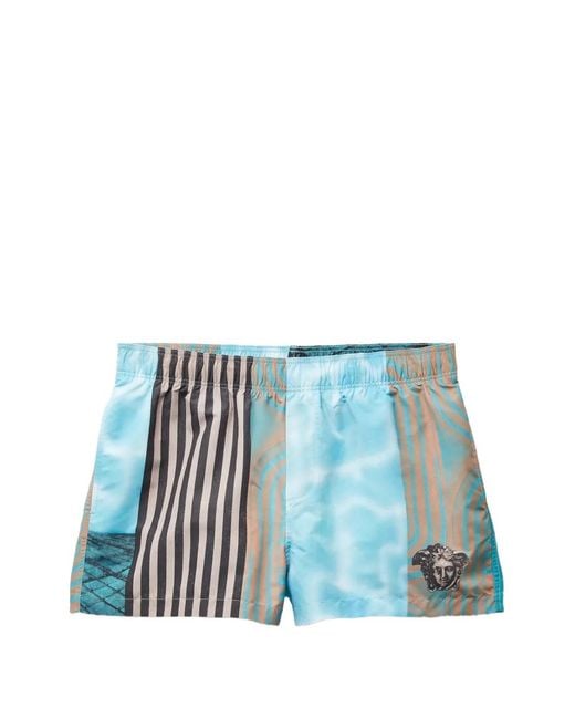 Bañador Estampado Versace de hombre de color Blue