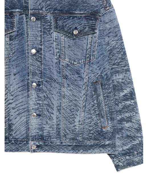 Alexander Wang Blue Marker-Print Denim Jacket for men