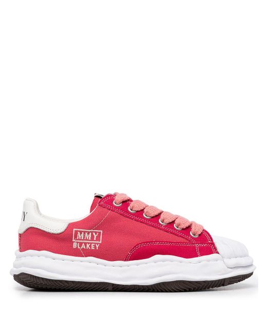 Maison Mihara Yasuhiro Cotton Logo-print Low-top Sneakers in Red - Lyst