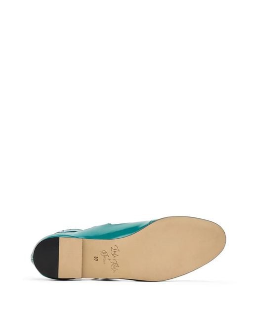 Scarosso Green Linda Ii Leather Ballerina Shoes