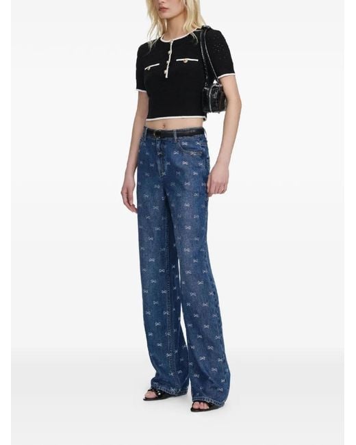 Self-Portrait Blue Bow Embellished Jeans