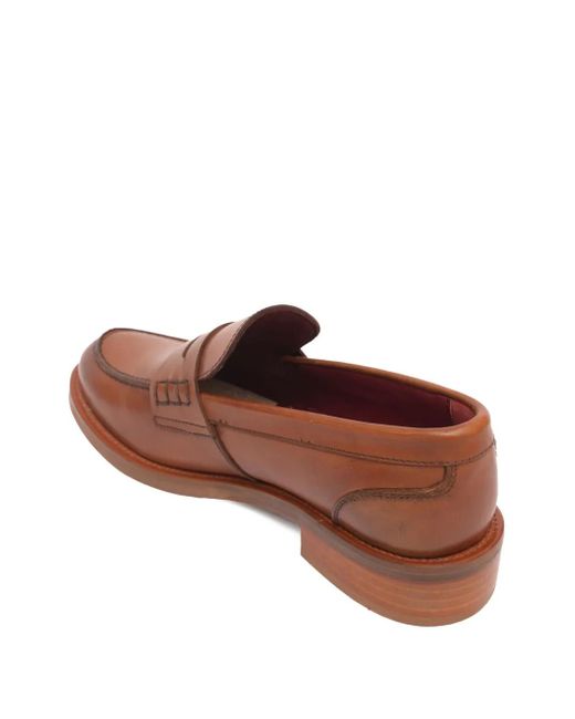 SOMMET Brown Penny-Strap Leather Loafers