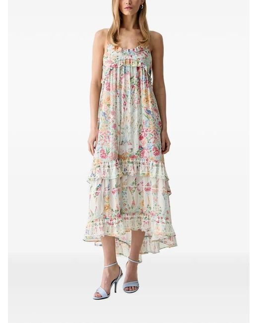 Farm Rio White Rendeira Floral-Print Ruffled Maxi Dress
