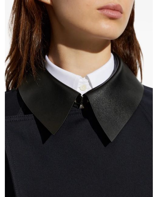 Givenchy Blue Leather-Collar Asymmetric Jacket
