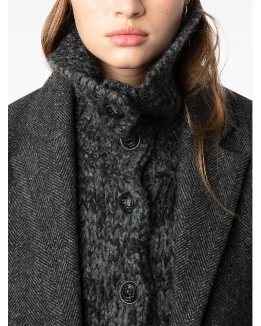 Zadig & Voltaire Black Wool-Blend Single-Breasted Coat
