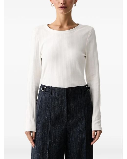 Marc O' Polo White Ribbed Long-Sleeve T-Shirt