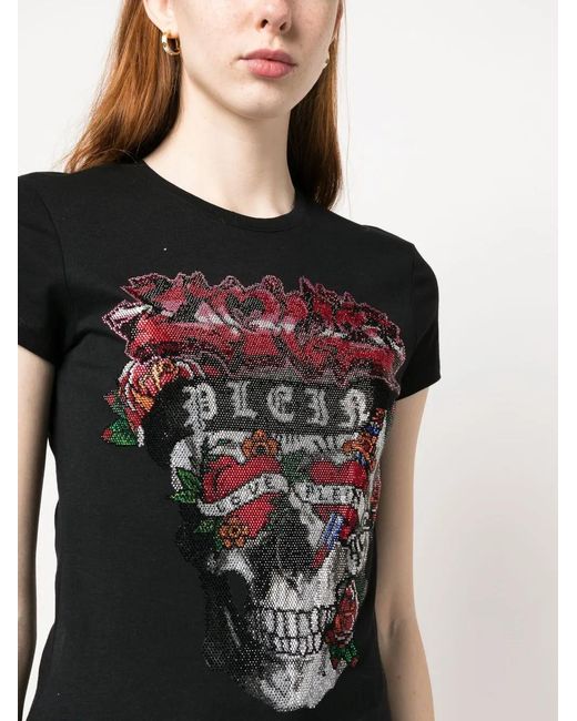 Philipp Plein Black Rhinestone-Embellished Short-Sleeve T-Shirt