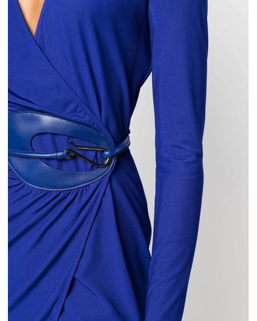 Tom Ford Blue Wrap Dress In Wide Mircrocosta Jersey