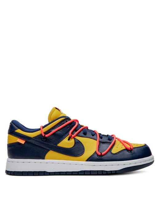 NIKE X OFF-WHITE Leather Dunk Low University Gold Sneakers in Blue for Men - Lyst