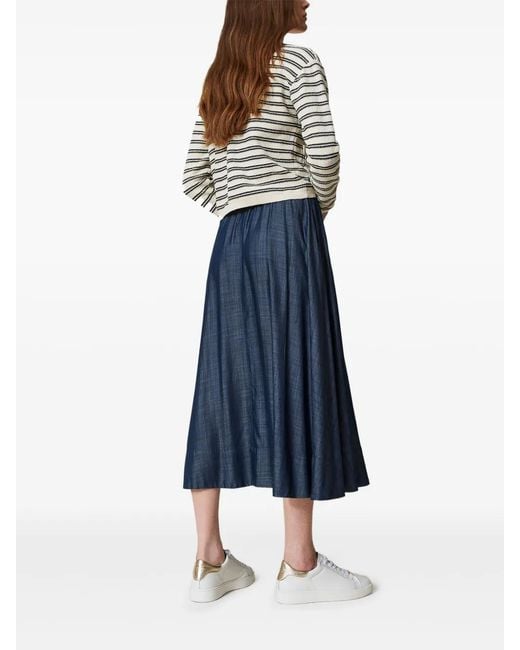 Twinset Blue Pleated Midi Skirt