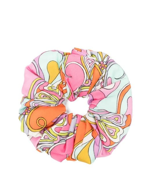 Emilio Pucci Pink Marmo-Print Scrunchie