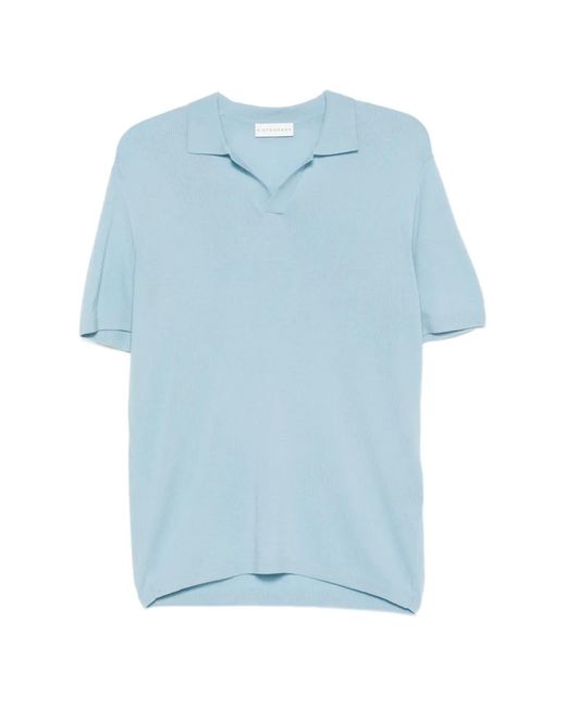 KIEFERMANN Blue V-Neck Polo Shirt for men