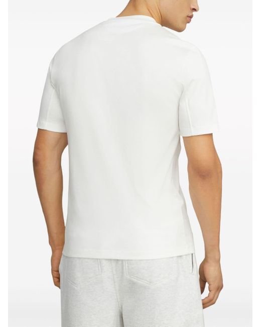 Brunello Cucinelli White Slogan-print Cotton T-shirt for men