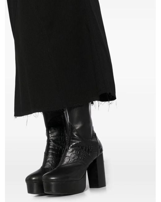 Rick Owens Black Frayed-Edge Skirt