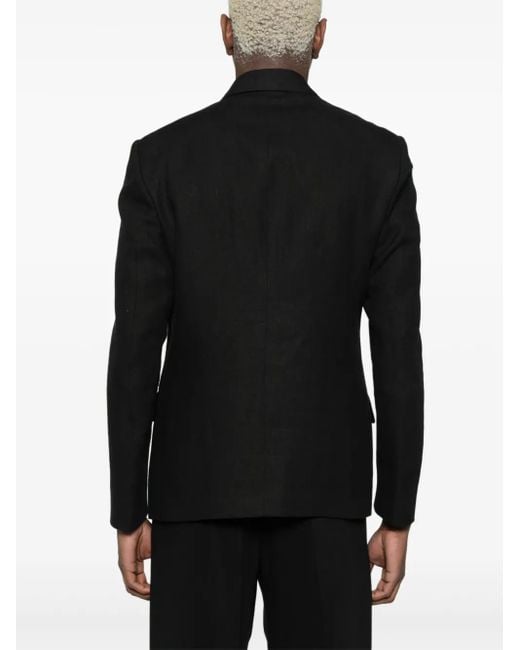 Lardini Black Double-Breasted Linen Blazer for men