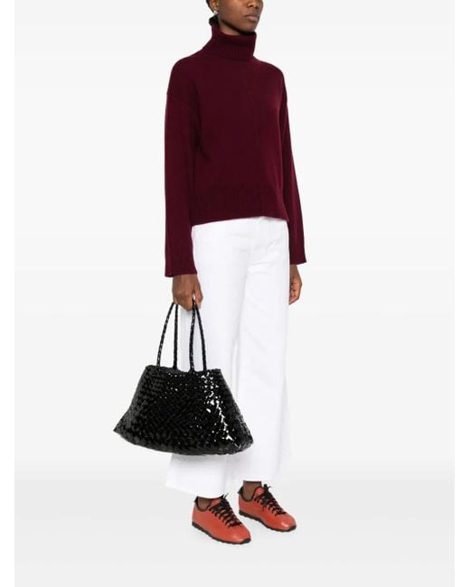 Dragon Diffusion Black Patent-Leather Woven Tote Bag