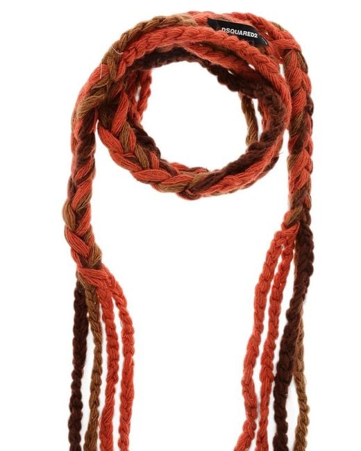 DSquared² Orange Braided-Design Scarf for men