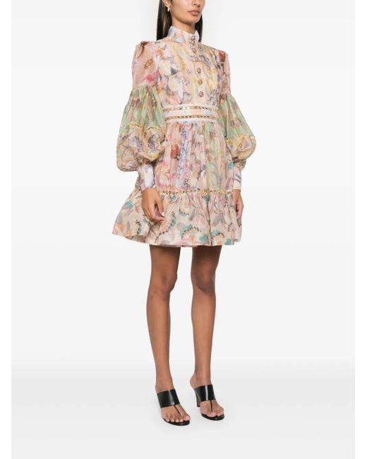 Zimmermann Pink Illustration Mirror Mini Dress