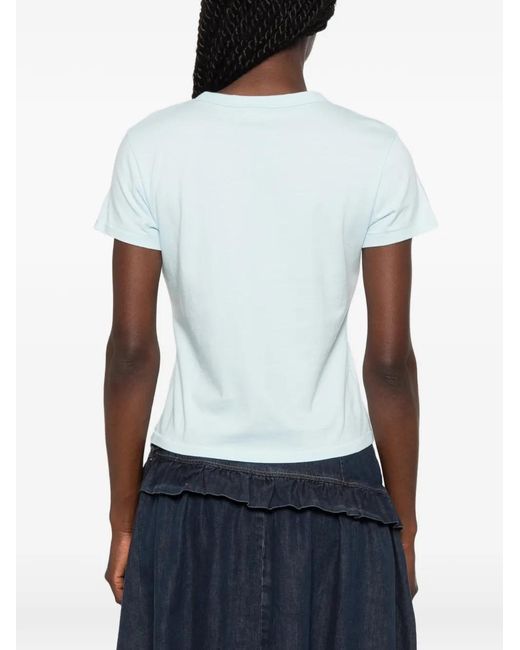 KENZO Blue Flower-Embroidered T-Shirt